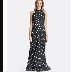 NWT Tahari Polka Dot Pleated Gown, Size 8
